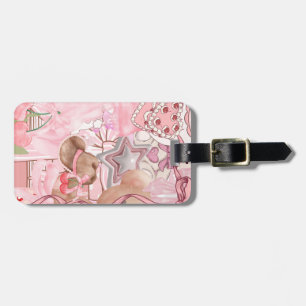 Etiqueta De Bagagem Coquete do Urso Rosa