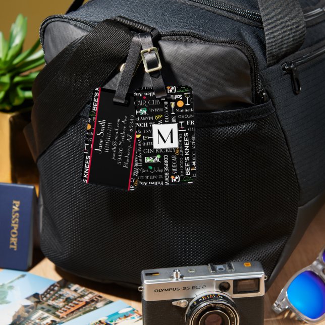 Etiqueta De Bagagem Coquetéis Retro (Frente e verso)