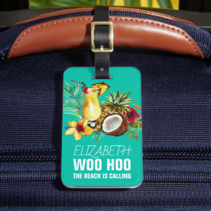 Etiqueta De Bagagem Coquetel Tropical Personalizado Divertido