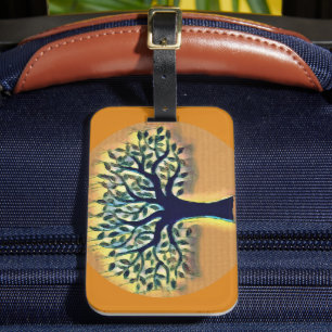 Etiqueta De Bagagem Cor d'água da paisagem amarela