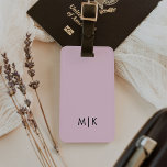 Etiqueta De Bagagem Cor-de-rosa e preto | Monograma moderno<br><div class="desc">Este design de etiqueta de bagagem moderna apresenta um fundo cor-de-rosa pincelado,  com suas iniciais em negrito texto preto para uma aparência simples e na moda,  mas profissional.</div>