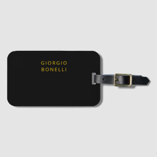 Etiqueta De Bagagem Cor Nome Pessoal Minimalista Moderno Cor Dourada e