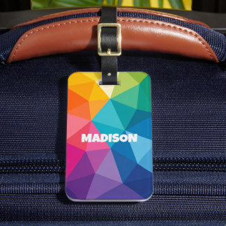 Etiqueta De Bagagem Cor Personalizado Colorido Vibrante Poligonal Abst