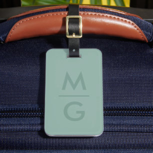 Etiqueta De Bagagem Cor Sólido Luz Macia Pastel Sage Musgo Verde