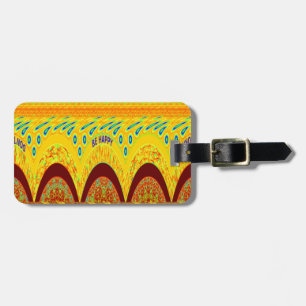 Etiqueta De Bagagem Cor Tradicional Africana verde ouro