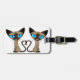 Etiqueta De Bagagem Coração bonito da cauda de gatos Siamese (Frente Horizontal)