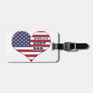 Etiqueta De Bagagem Coração da bandeira americana do pai do mundo o