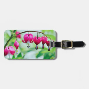 Etiqueta De Bagagem Coração de Hemorragia Rosa Flor Elegante Bonito