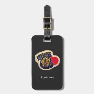 Etiqueta De Bagagem Coração de Tan Rottweiler Preto