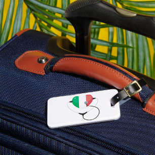 Etiqueta De Bagagem Coração Italiano com Estetoscópio Saúde