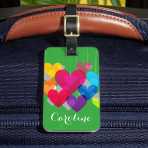 Etiqueta De Bagagem Corações Coloridos Personalizados