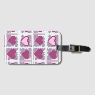 Etiqueta De Bagagem Corações Cor-de-Rosa e Quadrados Amor Xoxo