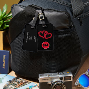 Etiqueta De Bagagem Corações de Flor Vermelho na moda. Personalizado
