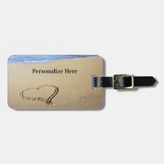 Etiqueta De Bagagem Corações de Praia em Areia