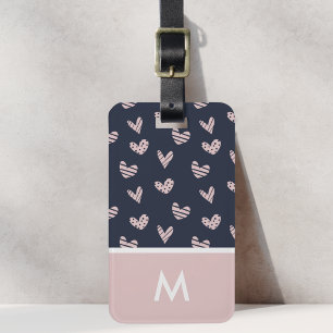 Etiqueta De Bagagem Corações Rosa-marinho Personalizados Iniciais