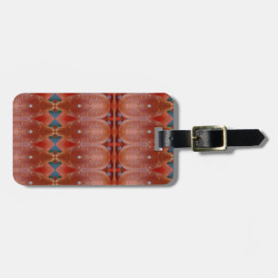 Etiqueta De Bagagem Coral e Ikat Azul