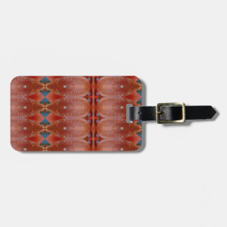 Etiqueta De Bagagem Coral e Ikat Azul