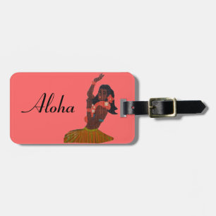 Etiqueta De Bagagem Coral havaiano do dançarino de Hula do vintage