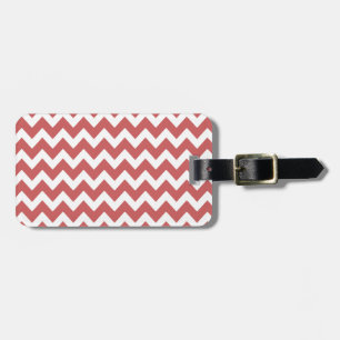 Etiqueta De Bagagem Coral Zigzag Chevron Stripes