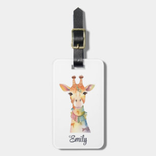 Etiqueta De Bagagem Corante-d-água-doce design de girafa hippie