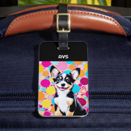 Etiqueta De Bagagem Cores Brilhantes Cachorro Legal Personalizado