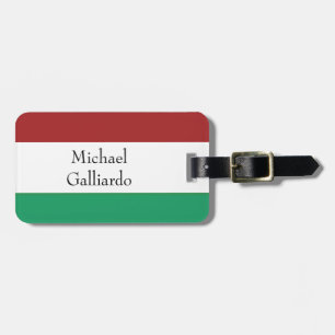 Etiqueta De Bagagem Cores da Bandeira Italiana Sobrenome Nome Personal