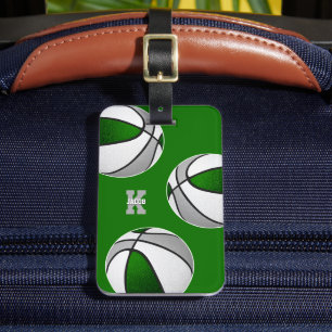 Etiqueta De Bagagem cores da equipe de basquetebol da cinza verde