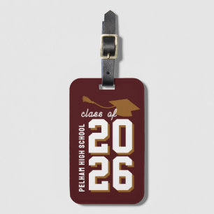 Etiqueta De Bagagem Cores da Escola Letterman Formatura Personalizável
