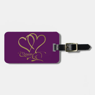 Etiqueta De Bagagem Cores de fundo editáveis Forever Hearts Gold