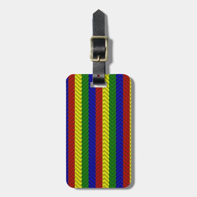 Etiqueta De Bagagem Cores Primárias Herringbone (Frente Vertical)
