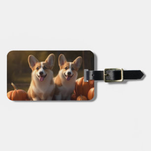 Etiqueta De Bagagem Corgi Cachorro Outono Delícia Abóbora
