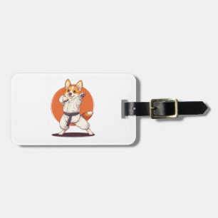 Etiqueta De Bagagem Corgi de Karatê � Cão de Artes Marciais
