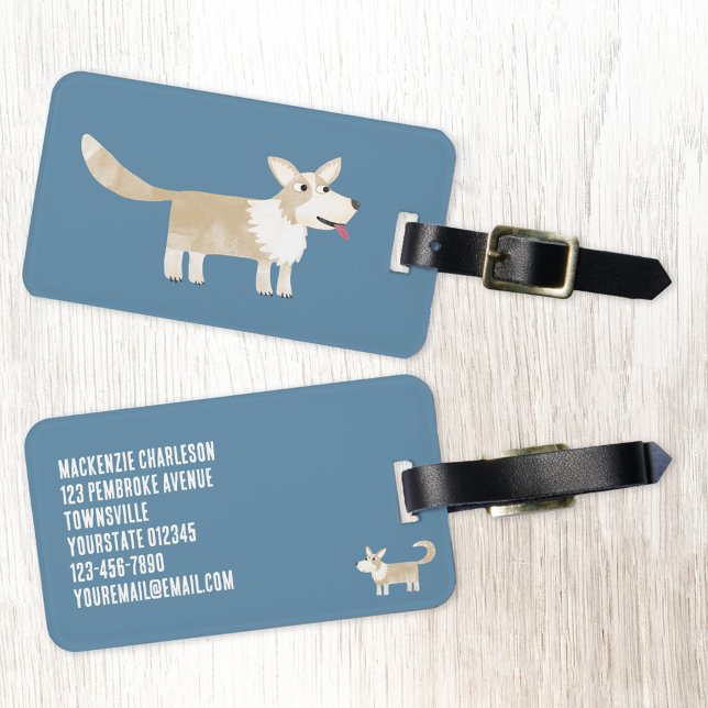 Etiqueta De Bagagem Corgi Dog (Corgi dog personalized luggage tag)