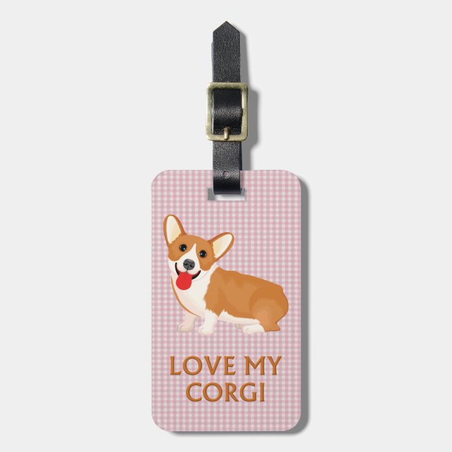 Etiqueta De Bagagem corgi dog love (Frente Vertical)