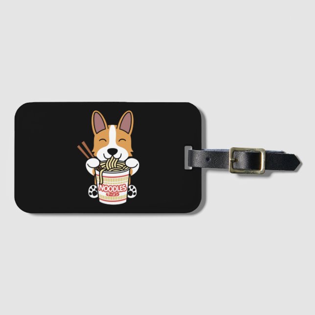 Etiqueta De Bagagem Corgi Instant Ramen (Frente Horizontal)