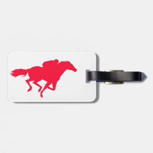 Etiqueta De Bagagem Corrida de Cavalo Vermelho Escarlate