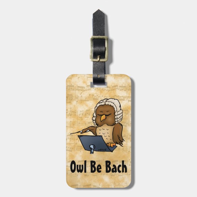 Etiqueta De Bagagem Coruja Será Bach (Frente Vertical)