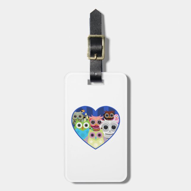 Etiqueta De Bagagem Corujas de Amor (Frente Vertical)