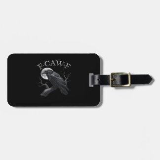 Etiqueta De Bagagem Corvo F-Caw-F Pássaro Engraçado Lua Clássico Retrô