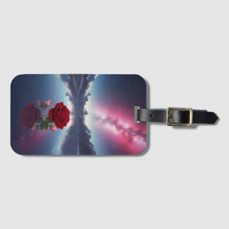 Etiqueta De Bagagem Cosmic Rose: Galaxy Reflection on Serene Lake