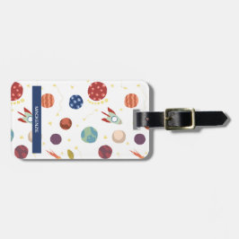 Etiqueta de bagagem cósmica azul personalizada