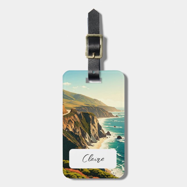 Etiqueta De Bagagem Costa Central do Grande Sur Califórnia (Frente Vertical)