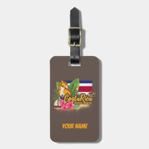 Etiqueta De Bagagem Costa Rica retro grande bandeira de colheita de ga