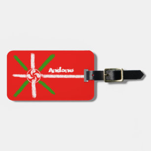 Etiqueta De Bagagem Costume, Basque tirado giz Ikurriña e Lauburu,