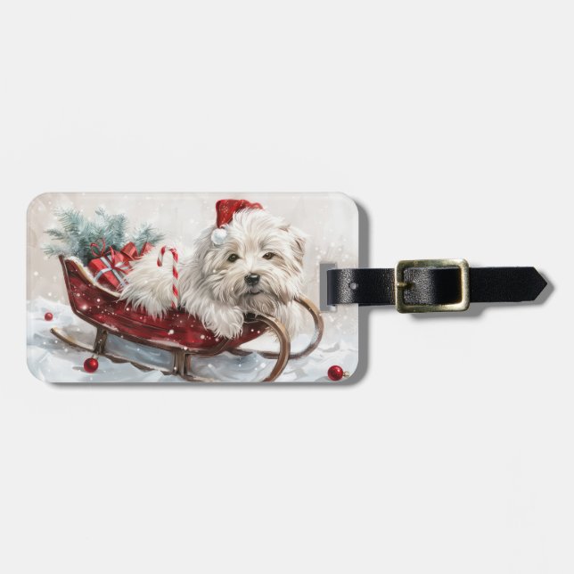 Etiqueta De Bagagem Coton De Tulear Cão Festivo (Frente Horizontal)