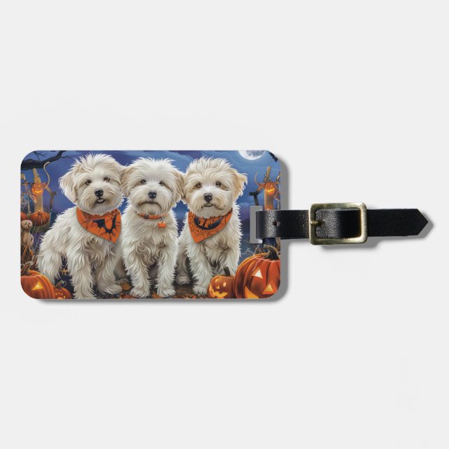 Etiqueta De Bagagem Coton De Tulear Halloween Spooky (Frente Horizontal)