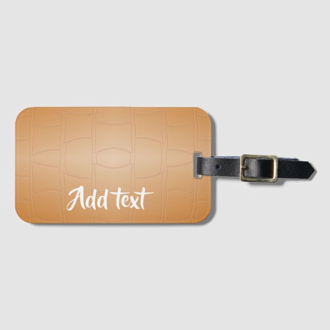 Etiqueta De Bagagem Couro castanho monograma texturizado (Frente Horizontal)