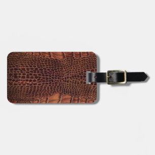 Etiqueta De Bagagem Couro Clássico De Répteis De Alligador De Mahogany