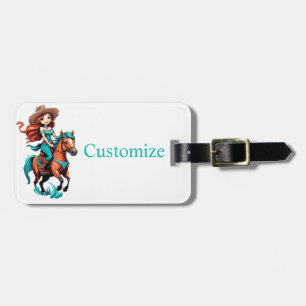 Etiqueta De Bagagem Cowgirl Cuja Cowgirl Anda Pony Thunder_Cove