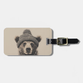 Etiqueta De Bagagem Cozy Bear in Beanie - Cute Winter Animal 